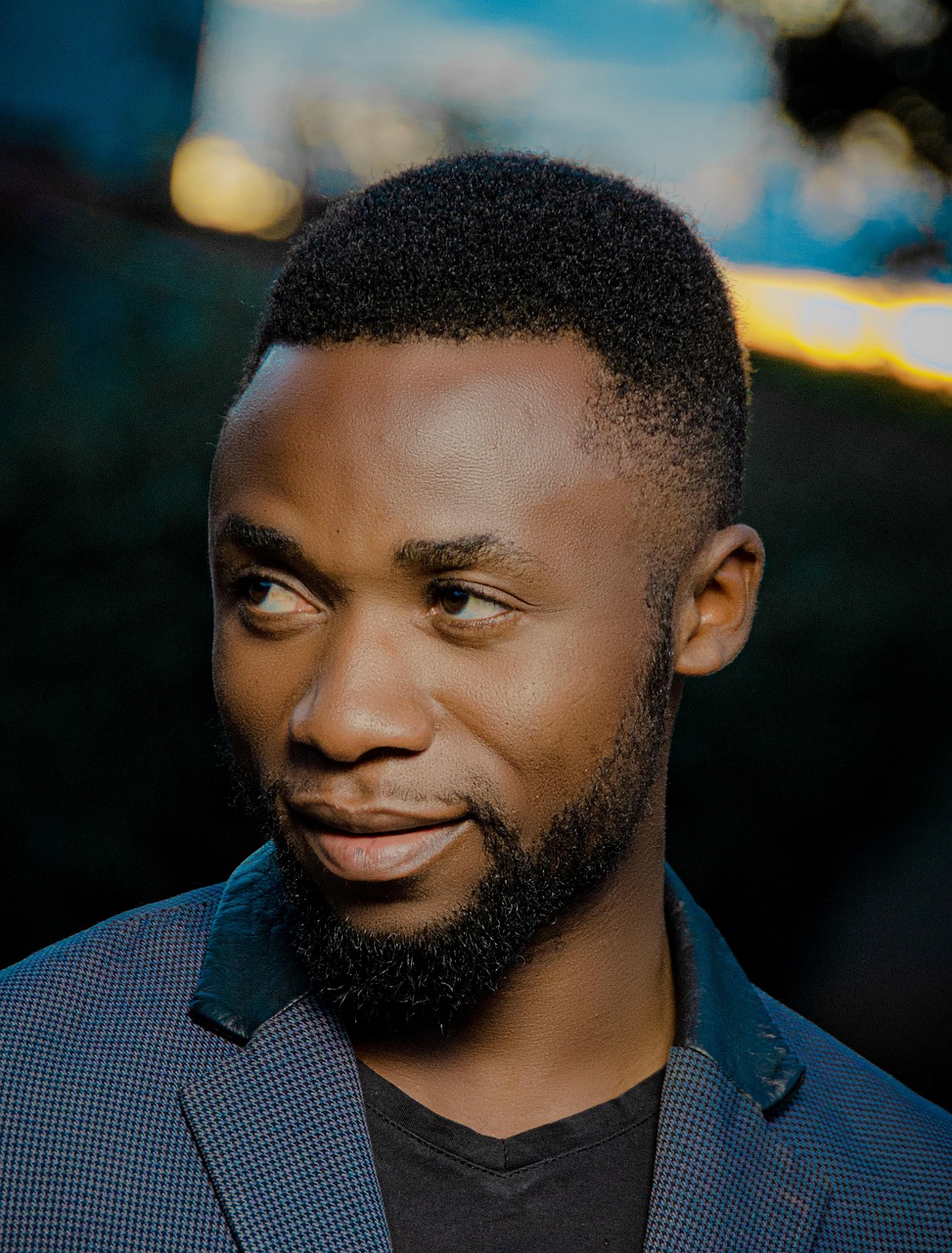 man, black, portrait, beard, face, guy, young man, look
